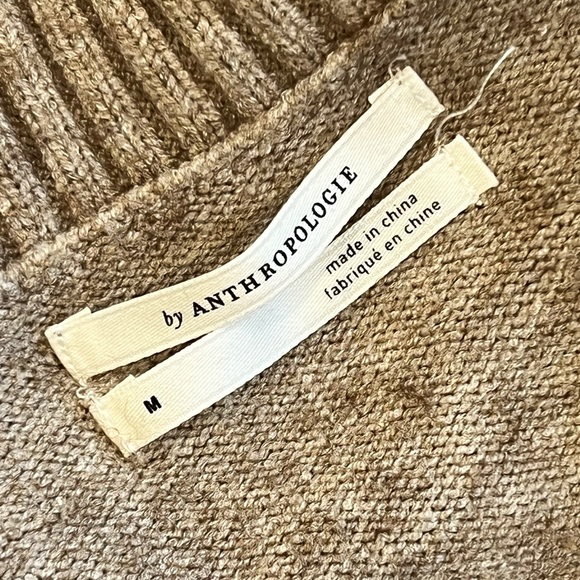Anthropologie Margarita Tunic Sweater Taupe Mock Neck Knit Pullover Size Medium - Picture 8 of 11
